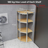4-Tier Corner Shelving Unit Adjustable Garage Storage Utility Rack for Warehouse-Silver