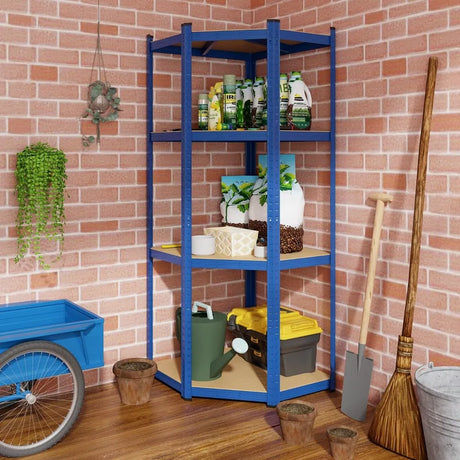 4-Tier Corner Shelving Unit Adjustable Garage Storage Utility Rack for Warehouse-Navy