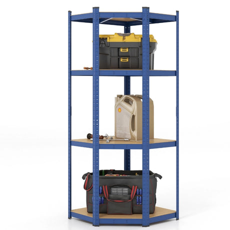 4-Tier Corner Shelving Unit Adjustable Garage Storage Utility Rack for Warehouse-Navy