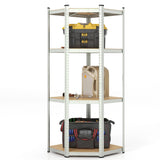 4-Tier Corner Shelving Unit Adjustable Garage Storage Utility Rack for Warehouse-Silver
