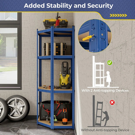4-Tier Corner Shelving Unit Adjustable Garage Storage Utility Rack for Warehouse-Navy