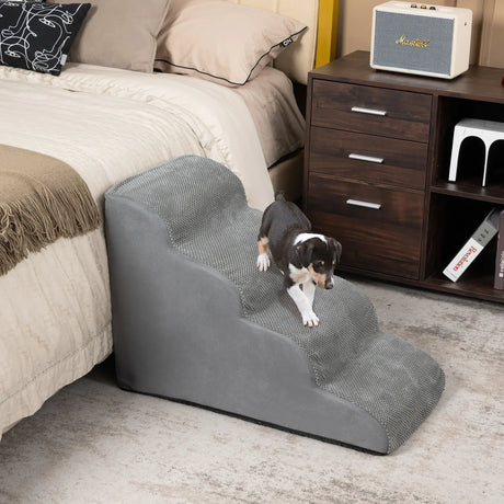 4-Tier Foam Dog Ramp with Washable Zippered Cover