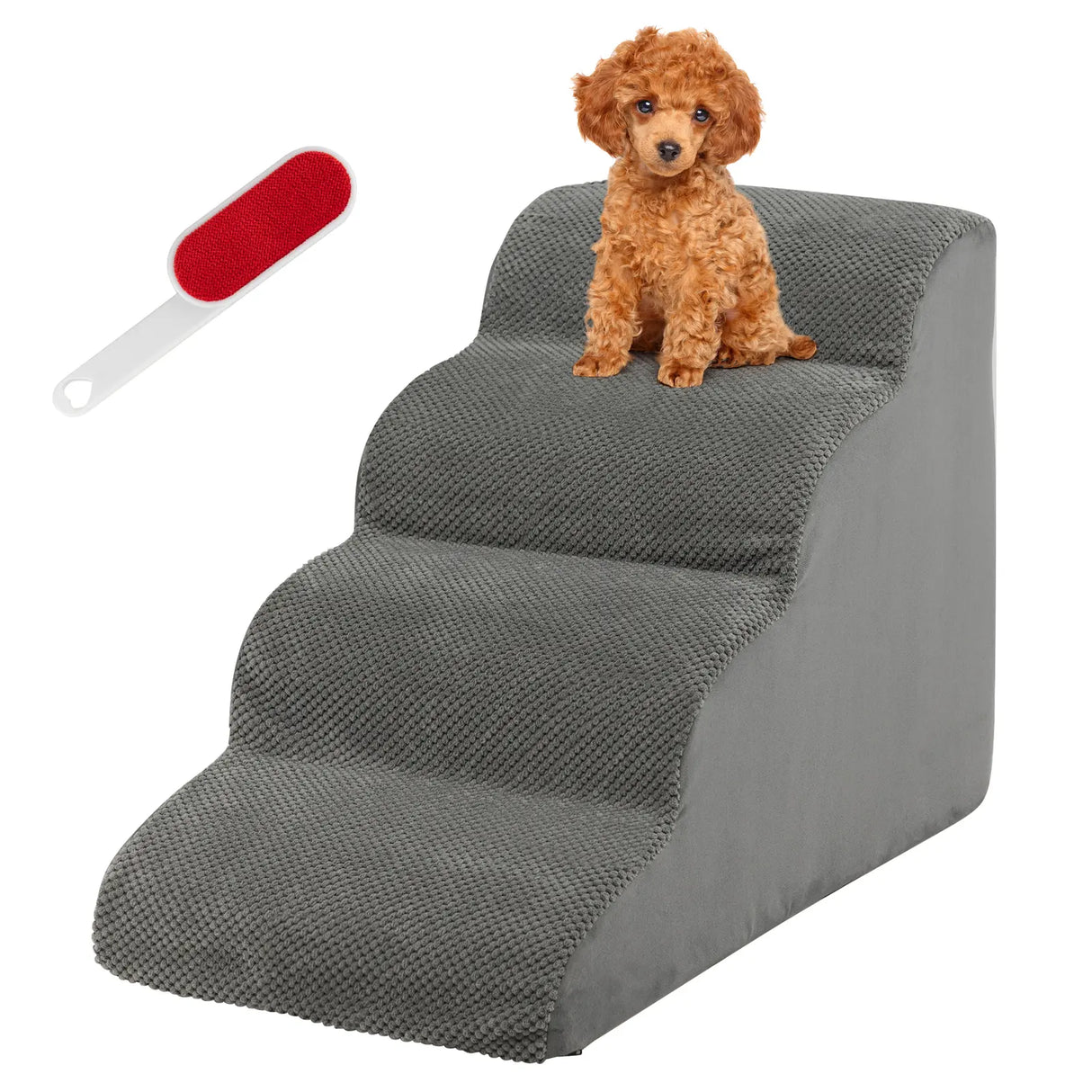 4-Tier Foam Dog Ramp with Washable Zippered Cover