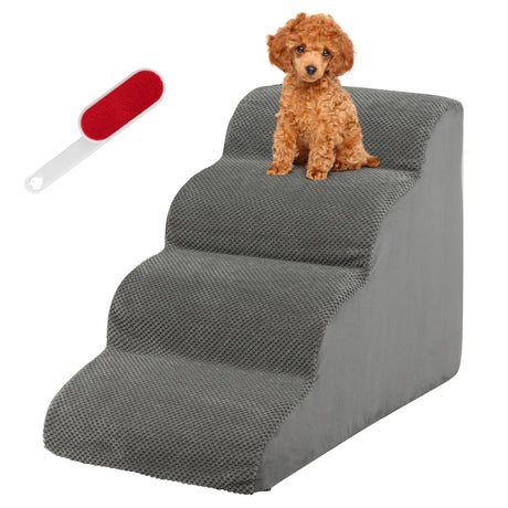4-Tier Foam Dog Ramp with Washable Zippered Cover