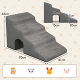 4-Tier High Density Foam Dog Ramps Extra Wide Pet Stairs with Non-slip Bottom-Gray