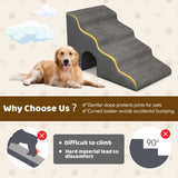 4-Tier High Density Foam Dog Ramps Extra Wide Pet Stairs with Non-slip Bottom-Gray
