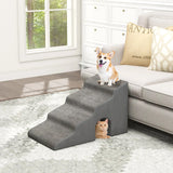 4-Tier High Density Foam Dog Ramps Extra Wide Pet Stairs with Non-slip Bottom-Gray