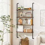 4-Tier Industrial Pipe Shelving with Metal Frame for Living Room Kitchen-Rustic Brown