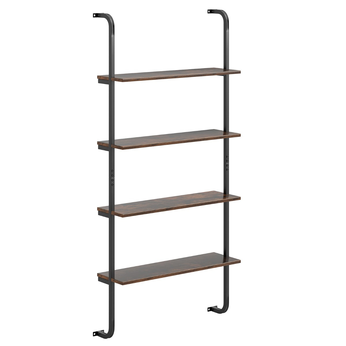 4-Tier Industrial Pipe Shelving with Metal Frame for Living Room Kitchen-Rustic Brown