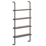 4-Tier Industrial Pipe Shelving with Metal Frame for Living Room Kitchen-Rustic Brown