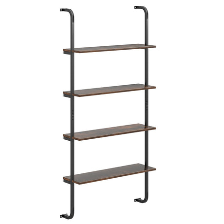 4-Tier Industrial Pipe Shelving with Metal Frame for Living Room Kitchen-Rustic Brown