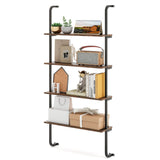4-Tier Industrial Pipe Shelving with Metal Frame for Living Room Kitchen-Rustic Brown