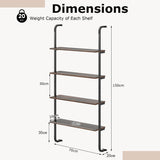 4-Tier Industrial Pipe Shelving with Metal Frame for Living Room Kitchen-Rustic Brown