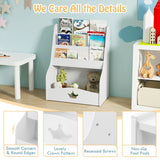 4-Tier Kids Bookshelf with Shelves and Compartment for Toddlers-White