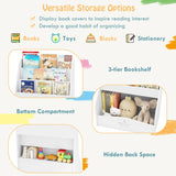 4-Tier Kids Bookshelf with Shelves and Compartment for Toddlers-White