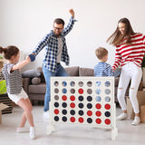 Wooden4-in-a-row Game Set with 42 PCS Chips and 600D Oxford Fabric Carrying Bag-White