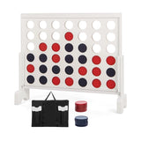 Wooden4-in-a-row Game Set with 42 PCS Chips and 600D Oxford Fabric Carrying Bag-White
