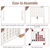 Wooden4-in-a-row Game Set with 42 PCS Chips and 600D Oxford Fabric Carrying Bag-White