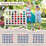 Wooden4-in-a-row Game Set with 42 PCS Chips and 600D Oxford Fabric Carrying Bag-White