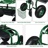 4-Wheel Rolling Garden Cart Work Seat