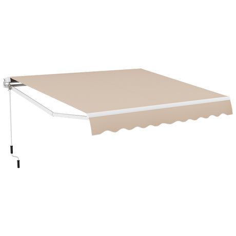 13  8 Feet Retractable Patio Awning Aluminum Deck Sunshade-Beige