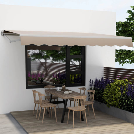13  8 Feet Retractable Patio Awning Aluminum Deck Sunshade-Beige