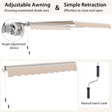 13  8 Feet Retractable Patio Awning Aluminum Deck Sunshade-Beige
