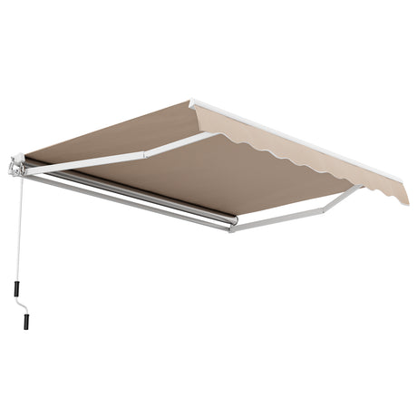 13  8 Feet Retractable Patio Awning Aluminum Deck Sunshade-Beige