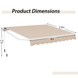 13  8 Feet Retractable Patio Awning Aluminum Deck Sunshade-Beige