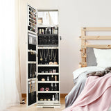 2-in-1 Lockable Jewelry Cabinet with Full Length Mirror
