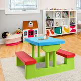Kids Picnic Folding Table and Bench with Umbrella