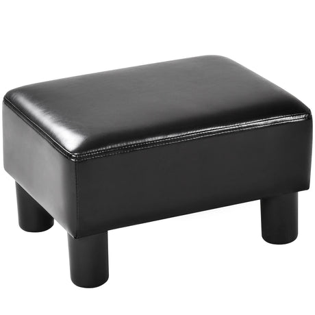 Small Footstool with Padded Seat Plastic Wood Legs for Bedroom