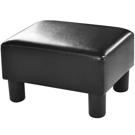 Small Footstool with Padded Seat Plastic Wood Legs for Bedroom