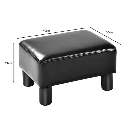 Small Footstool with Padded Seat Plastic Wood Legs for Bedroom