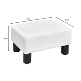 Small PU Leather Rectangular Seat Ottoman Footstool-White