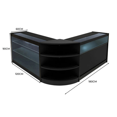 Demeter LED Shop Counter Set K1200, B1200 & LM60 - Black