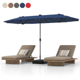 13FT Double-sided Patio Umbrella with Solar Lights for Garden Pool Backyard-Navy