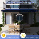 13FT Double-sided Patio Umbrella with Solar Lights for Garden Pool Backyard-Navy