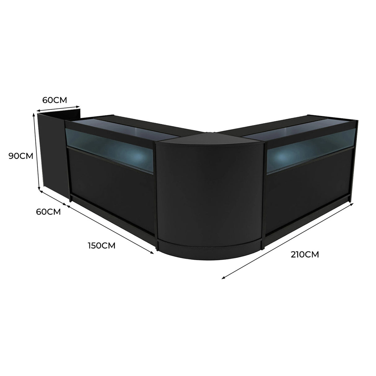 Luna LED Shop Counter Set CM60, TB60 & 2 x B1500 - Black