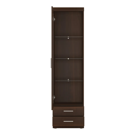 Imperial Tall Glazed 1 Door 2 Drawer Narrow Cabinet in Dark Mahogany Melamine