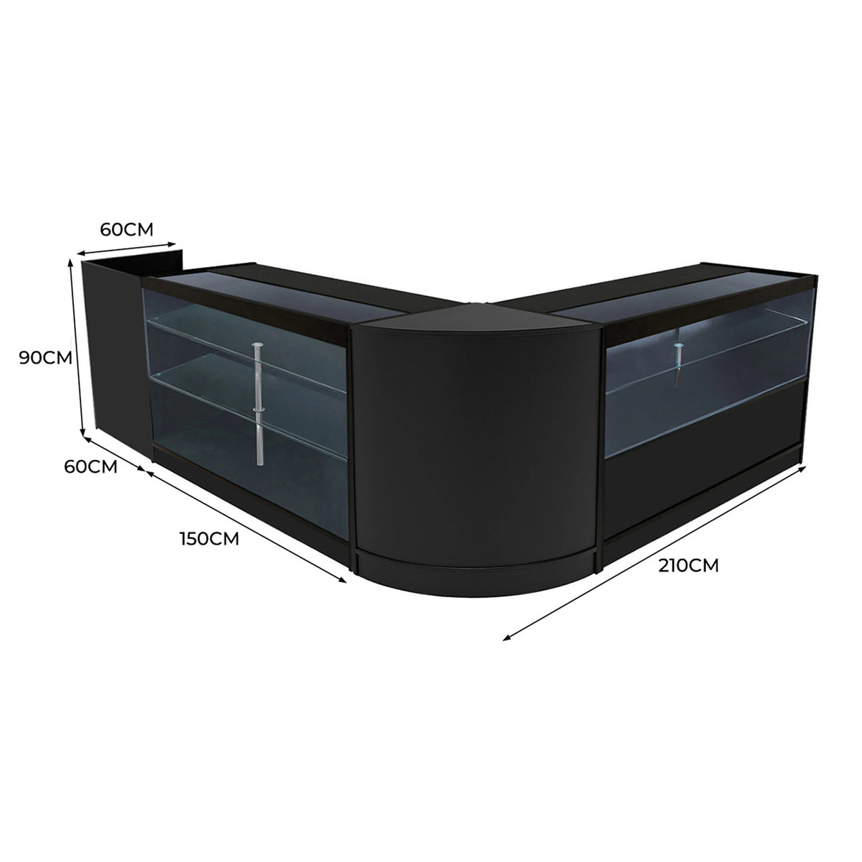 Vega LED Shop Counter Set K1500, C1500, TB60 & CM60 - Black