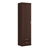 Imperial Tall 1 Door 2 Drawer Narrow Cabinet in Dark Mahogany Melamine