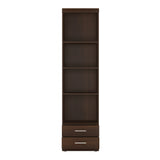 Imperial Tall 2 Drawer Narrow Cabinet with Open Shelving in Dark Mahogany Melamine