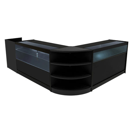 Europa LED Shop Counter Set B1500, C1500, TB60 & LM60 - Black