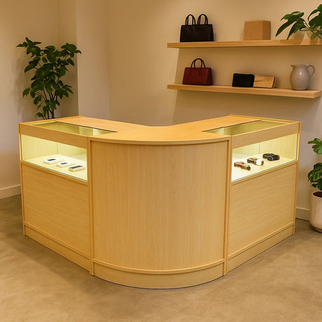 Maple Shop Counter Set Iris LED Light B900 CM60 Lockable Retail Store Display