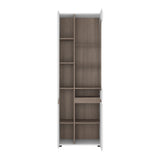 Chelsea Living Tall Glazed Narrow Display unit (LHD) in white with an Truffle Oak Trim