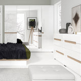 Chelsea Bedroom 4 Door wardrobe with mirrors in white with an Truffle Oak Trim