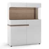 Chelsea Living Low Display Cabinet 109 cm wide in white with an Truffle Oak Trim