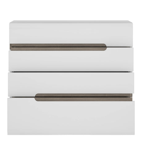 Chelsea Bedroom 4 Drawer Chest in White with a Truffle Oak Trim