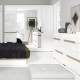 Chelsea Bedroom 4 Drawer Chest in White with a Truffle Oak Trim